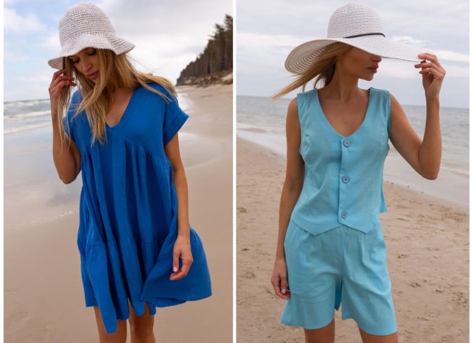 Zobacz jak nosić niebieski kolor w letnich stylizacjach.
